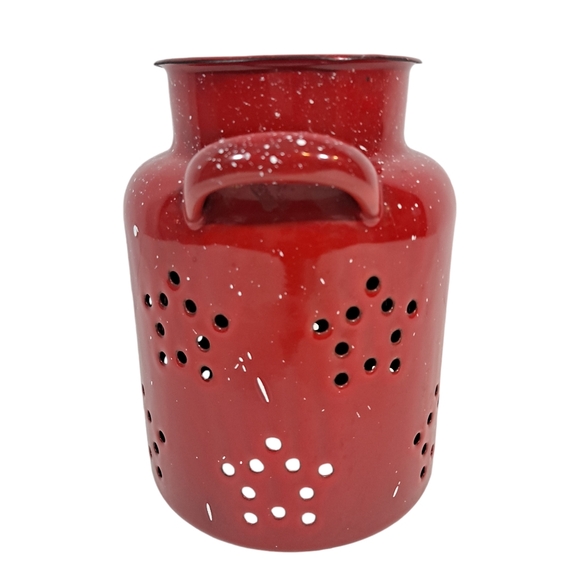 Red Speckled Metal Candle Flame Topper With Handles Camping Outdoor - Picture 4 of 12